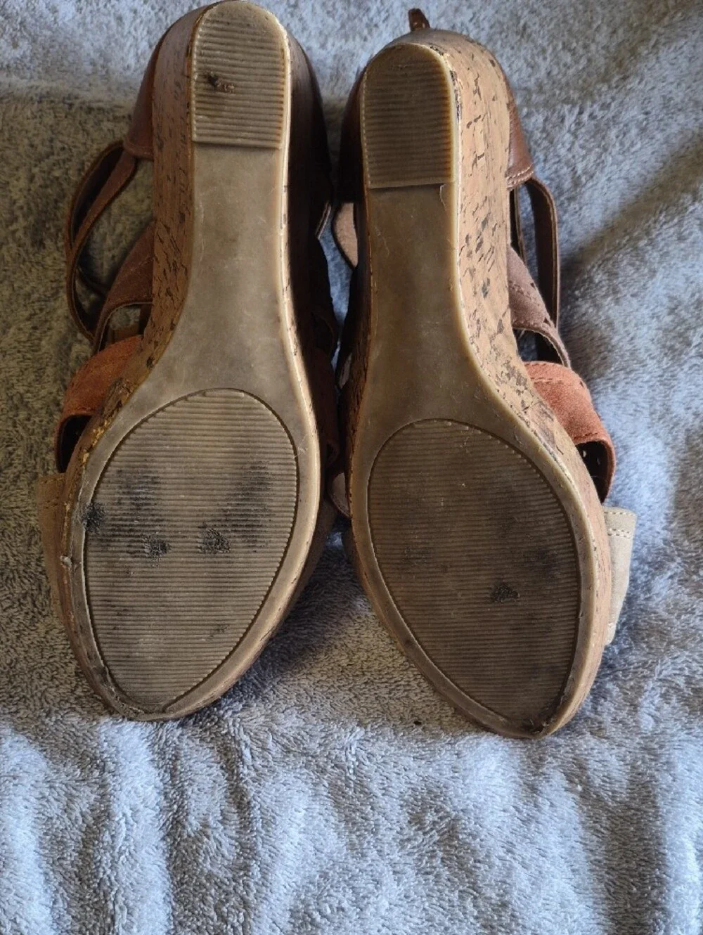 Maurices Tri-Tone Strappy Wedge Sandals in Brown, Tan and Cream